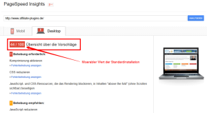 Pagespeed vor WP Rocket Installation
